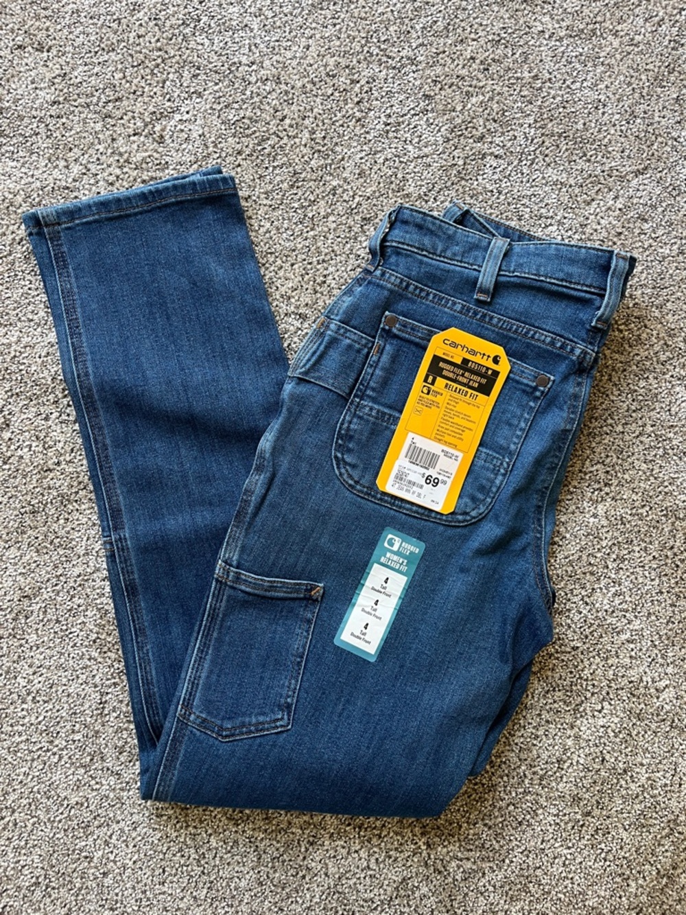 Carhartt Women’s  Relaxed Fit Rugged Flex Work Jeans Size 4 Tall  double front